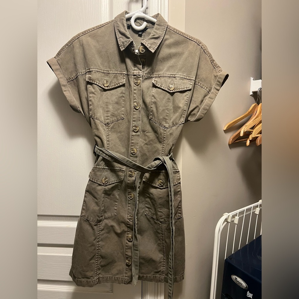Buffalo David Bitton Olive Button-Down Mini Dress